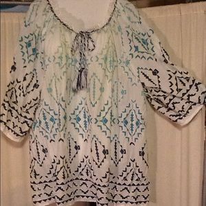 Denim 24/7 Aztec peasant blouse.